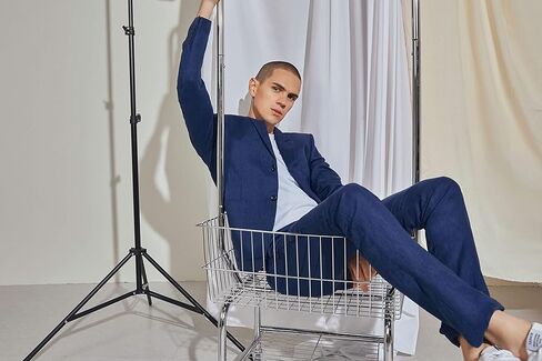 1PA1 بنطال فستان كتان صيفي للرجال بقصة ضيقة لحفلات الزفاف التجارية in Kuwait