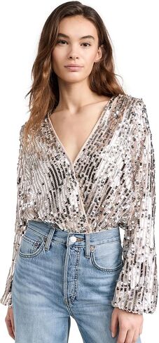 En Saison Women's Amelia Sequin Thong Bodysuit in Saudi Arabia