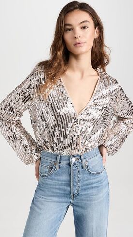 En Saison Women's Amelia Sequin Thong Bodysuit in Saudi Arabia