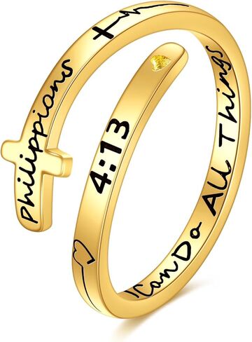 حلقات صليب من الذهب الحقيقي عيار 14 قيراط من KECHO محفورة على شكل قلب مسيحي قابلة للتعديل للنساء والفتيات in Kuwait