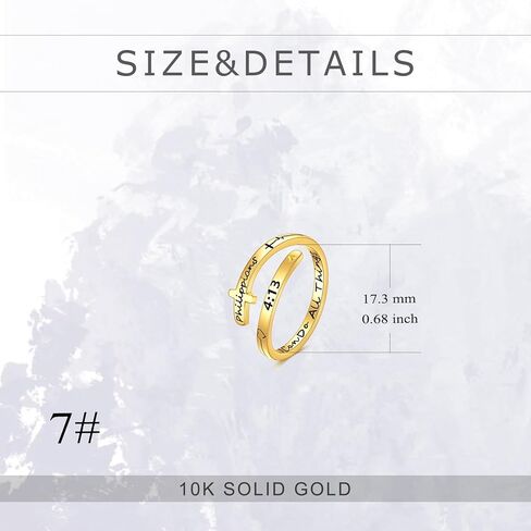 حلقات صليب من الذهب الحقيقي عيار 14 قيراط من KECHO محفورة على شكل قلب مسيحي قابلة للتعديل للنساء والفتيات in Kuwait