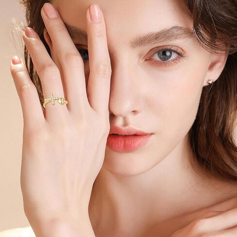 KECHO 14k Real Gold Cross Rings Faith Engraved Christian Heart Adjustable Finger Ring for Women Girls in Saudi Arabia