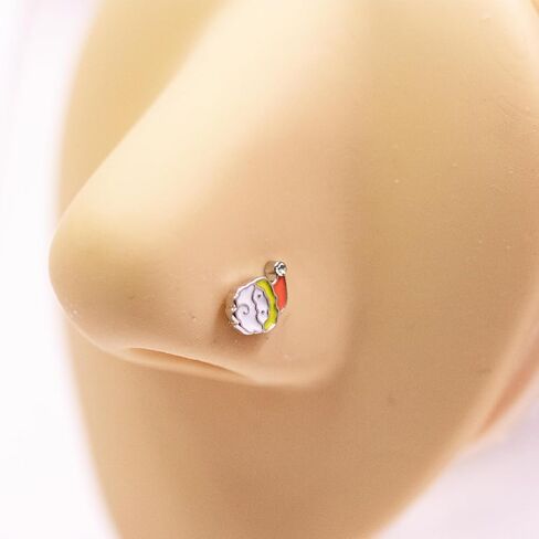 VERAMI 3pcs 20G Christmas Nose Stud Nose Rings Pack Cute Surgical Steel Nose Rings Xmas Christmas tree Santa Snow Nose Stud Piercing Jewelry for Women Men in Kuwait