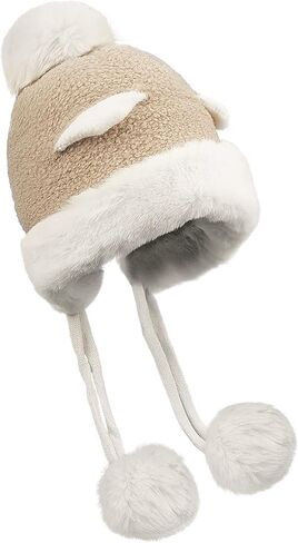 CLAPE Fur Trapper Hat Winter Furry Russian Cap Womens Pom Pom Beanie Hat Pompom Snow Hats Ski Cap Chunky Baggy Hat in Saudi Arabia