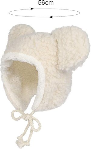 Cute Plush Bear Ear Hat Women Girls Faux Fur Winter Trapper Hat Trooper Soft Warm Animal Hat with Earflaps Windproof Ski Hat in Kuwait