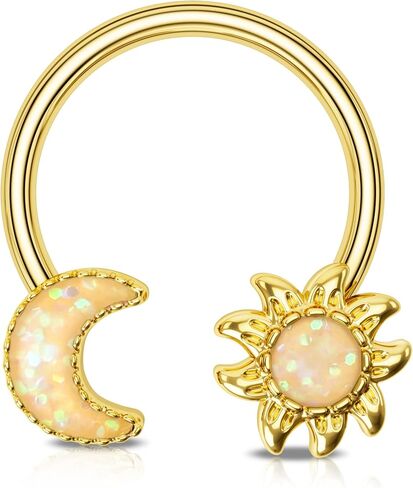 Melighting 16G حلقات الحاجز القمر Daith ثقب المجوهرات نجمة الحاجز مجوهرات 316L الجراحية الصلب الأنف خواتم هوب الحلزون أقراط الغضروف مجوهرات للنساء in Kuwait
