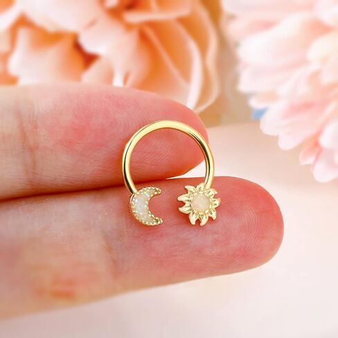 Melighting 16G حلقات الحاجز القمر Daith ثقب المجوهرات نجمة الحاجز مجوهرات 316L الجراحية الصلب الأنف خواتم هوب الحلزون أقراط الغضروف مجوهرات للنساء in Kuwait