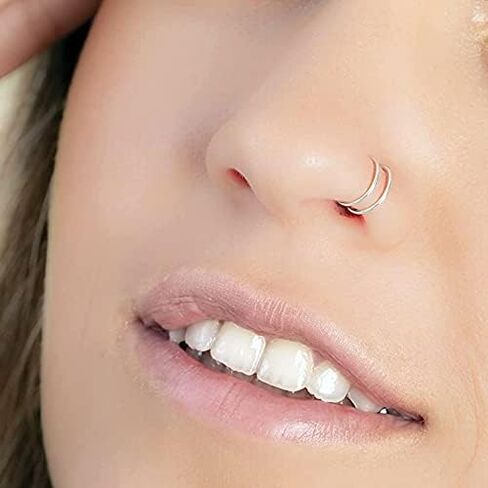 Vitaltyextracts حلقة أنف مزدوجة 6 قطع من الفولاذ الجراحي المضاد للحساسية. 20 مقياس دوامة الأنف هوب رقيقة الأنف الثقب الفولاذ المقاوم للصدأ مجوهرات للجسم للنساء 0.8 مللي متر * 8 مللي متر in Kuwait
