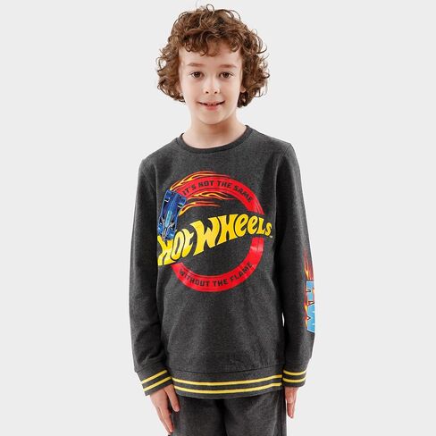 Hot Wheels Sweatshirt and Pants Set | Boys 2 Piece Outfit Set | Race Car Tracksuit For Kids | Ages 3 To 13 Years in Saudi Arabia