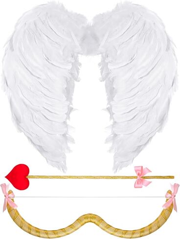 مجموعة أزياء كيوبيد لعيد الحب من Leitee مجموعة ملحقات أزياء كيوبيد على شكل قوس وأجنحة وقوس وسهم لمستلزمات الحفلات التنكرية للفتيات in Kuwait