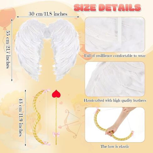 مجموعة أزياء كيوبيد لعيد الحب من Leitee مجموعة ملحقات أزياء كيوبيد على شكل قوس وأجنحة وقوس وسهم لمستلزمات الحفلات التنكرية للفتيات in Kuwait