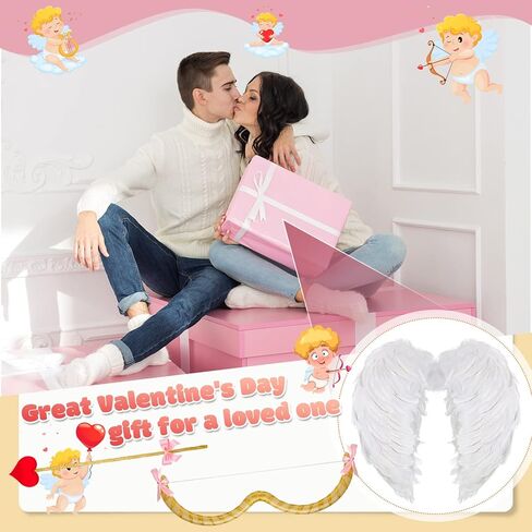 مجموعة أزياء كيوبيد لعيد الحب من Leitee مجموعة ملحقات أزياء كيوبيد على شكل قوس وأجنحة وقوس وسهم لمستلزمات الحفلات التنكرية للفتيات in Kuwait