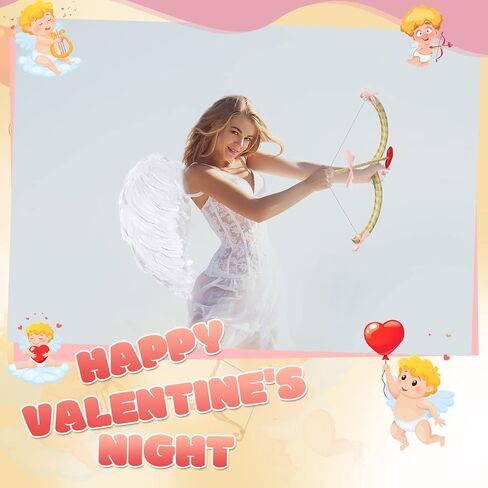 مجموعة أزياء كيوبيد لعيد الحب من Leitee مجموعة ملحقات أزياء كيوبيد على شكل قوس وأجنحة وقوس وسهم لمستلزمات الحفلات التنكرية للفتيات in Kuwait