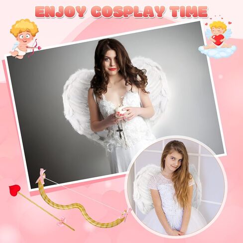 مجموعة أزياء كيوبيد لعيد الحب من Leitee مجموعة ملحقات أزياء كيوبيد على شكل قوس وأجنحة وقوس وسهم لمستلزمات الحفلات التنكرية للفتيات in Kuwait
