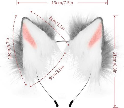 JUNBOON Faux Fur Cat Ears and Wolf Fox Tail Set Adult Kids Claw Glove Kit for Halloween Anime Cosplay Party in Saudi Arabia
