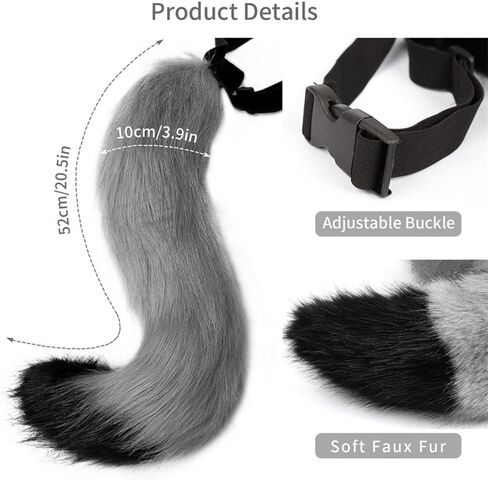 JUNBOON Faux Fur Cat Ears and Wolf Fox Tail Set Adult Kids Claw Glove Kit for Halloween Anime Cosplay Party in Saudi Arabia