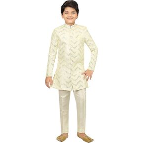 مجموعة AHHAAAAA Kids من مزيج الحرير العرقي Zari Work الهندي الغربي للأولاد in Kuwait