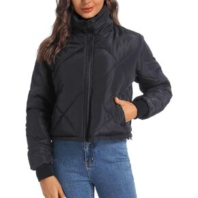 Black Lightweight Quilted Jackets for Women Dressy Long Sleeve Padded Winter Jacket in Kuwait
