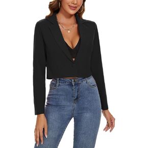 MINTLIMIT Women's Cropped Blazer Long Sleeve Notched Lapel Button Jackets Blazer Casual Work Office Cardigan Suit Jacket