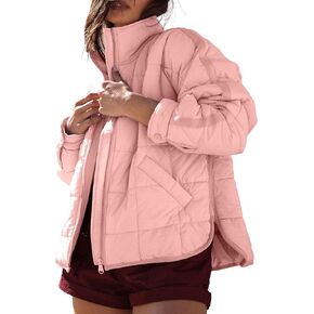 APAFES Womens Oversized Quilted Jacket Lightweight Insulated Puffer Jackets Outerwear with Pockets in Kuwait