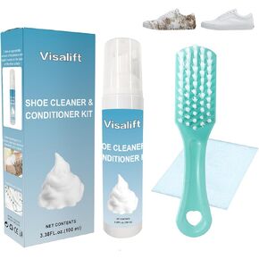 منظف الاحذية من فيزاليفت، مجموعة منظف الاحذية الرياضية، منظف الاحذية الرياضية مع فرشاة ومنشفة، مجموعة تنظيف الاحذية من الجلد السويدي in Kuwait