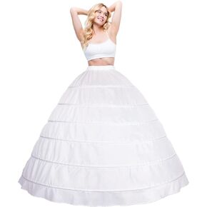 SuBleer Women Crinoline Petticoat A-line 6 Hoop Skirt Slips Long Underskirt for Wedding Bridal Dress Ball Gown