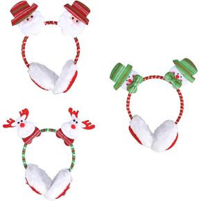 نوبيستي 3 قطع من اغطية الاذن بتصميم كرتوني سانتا ورجل الثلج EIK من الفرو الصناعي لتدفئة الاذن من الصوف للشتاء in Kuwait