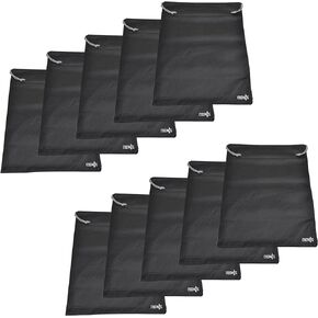Cosmos 10 Pcs Travel Shoe Bags Shoe Organizer Pouch Storage String Bags for Travel Trip Carrying Packing, Dust-proof Non-Woven Fabric in Dual Drawstring Closure, 17.5" x 13.5" (Black)