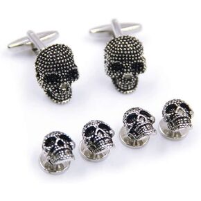 Black Skull Cufflinks and Dress Shirt Studs Set for Tuxedo Party Gift Accessories in Saudi Arabia