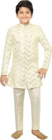 مجموعة AHHAAAAA Kids من مزيج الحرير العرقي Zari Work الهندي الغربي للأولاد in Kuwait