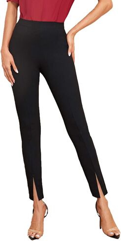 SweatyRocks Women's Elegant Elastic Waist Skinny High Waist Pants in Kuwait