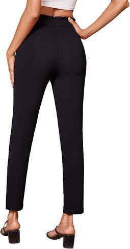 SweatyRocks Women's Elegant Elastic Waist Skinny High Waist Pants in Kuwait
