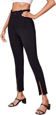 SweatyRocks Women's Elegant Elastic Waist Skinny High Waist Pants in Kuwait
