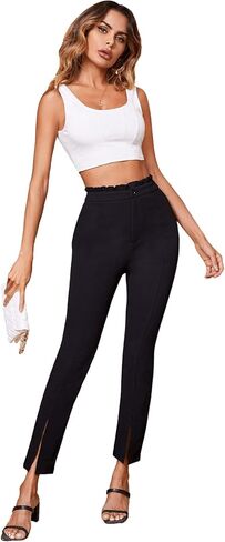 SweatyRocks Women's Elegant Elastic Waist Skinny High Waist Pants in Kuwait