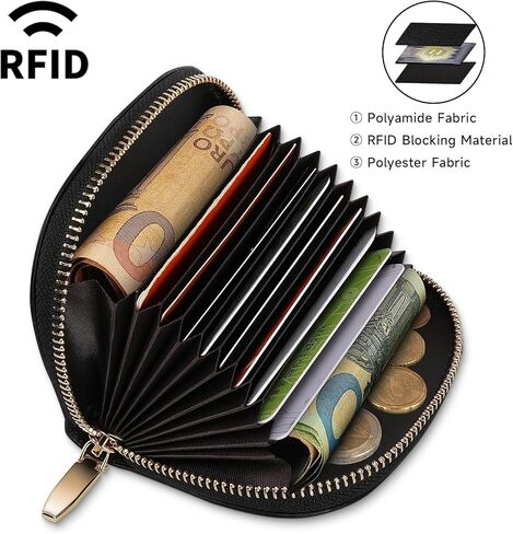 Pomelo Best Credit Card Holder for Women - RFID Blocking Small Wallet with Zipper Pocket in Kuwait