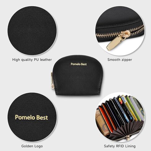 Pomelo Best Credit Card Holder for Women - RFID Blocking Small Wallet with Zipper Pocket in Kuwait
