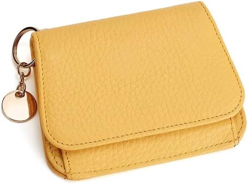 Mudono محفظة صغيرة للنساء RFID حجب حافظة بطاقات جلدية أصلية محفظة رفيعة ثلاثية الطي مع جيب بسحاب وسلسلة مفاتيح in Kuwait