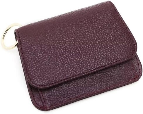 Mudono محفظة صغيرة للنساء RFID حجب حافظة بطاقات جلدية أصلية محفظة رفيعة ثلاثية الطي مع جيب بسحاب وسلسلة مفاتيح in Kuwait