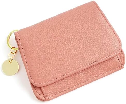 Mudono محفظة صغيرة للنساء RFID حجب حافظة بطاقات جلدية أصلية محفظة رفيعة ثلاثية الطي مع جيب بسحاب وسلسلة مفاتيح in Kuwait