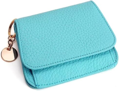 Mudono محفظة صغيرة للنساء RFID حجب حافظة بطاقات جلدية أصلية محفظة رفيعة ثلاثية الطي مع جيب بسحاب وسلسلة مفاتيح in Kuwait