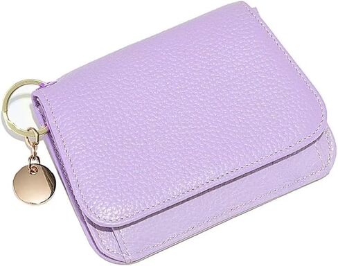 Mudono محفظة صغيرة للنساء RFID حجب حافظة بطاقات جلدية أصلية محفظة رفيعة ثلاثية الطي مع جيب بسحاب وسلسلة مفاتيح in Kuwait