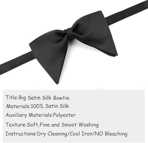 GUUNIEE Mens Satin Silk Oversized Pre-tied Bowtie Handmade Formal Tuxedo Big Bow Ties in Kuwait
