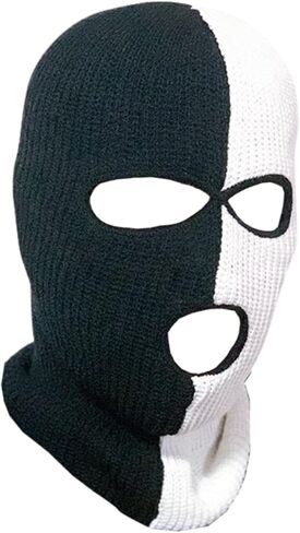 aoozleny 3-Hole Two Color Knitted Hat Ski Mask Balaclava, Full Face Mask for Cycling/Skiing Winter Outdoor Sports in Kuwait