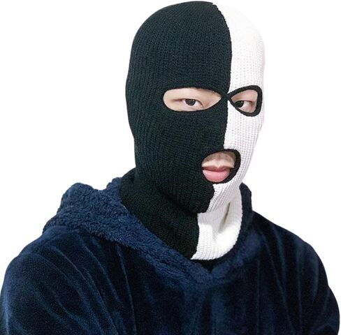 aoozleny 3-Hole Two Color Knitted Hat Ski Mask Balaclava, Full Face Mask for Cycling/Skiing Winter Outdoor Sports in Kuwait
