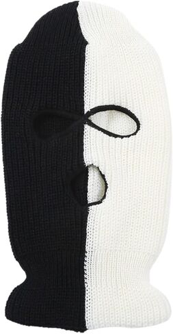 aoozleny 3-Hole Two Color Knitted Hat Ski Mask Balaclava, Full Face Mask for Cycling/Skiing Winter Outdoor Sports in Kuwait