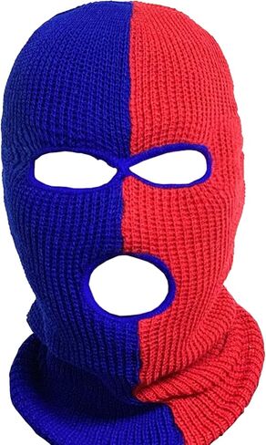 aoozleny 3-Hole Two Color Knitted Hat Ski Mask Balaclava, Full Face Mask for Cycling/Skiing Winter Outdoor Sports in Kuwait
