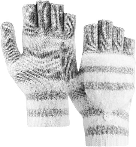 قفازات شتوية بدون أصابع من سانيريبل للنساء والرجال، قفازات محبوكة حرارية دافئة قابلة للتحويل للطقس البارد in Kuwait