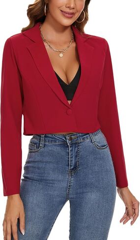 MINTLIMIT Women's Cropped Blazer Long Sleeve Notched Lapel Button Jackets Blazer Casual Work Office Cardigan Suit Jacket in Saudi Arabia