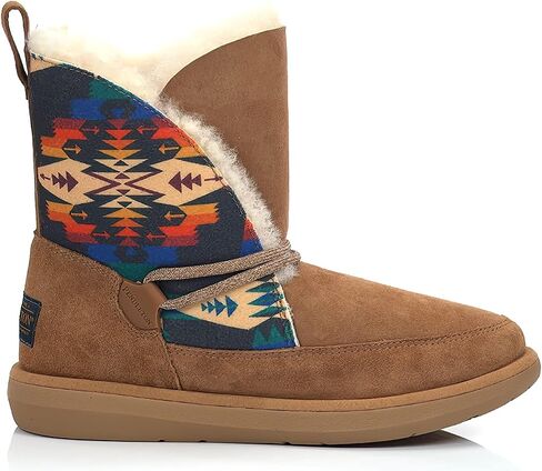 Pendleton Women's Tie-Back Shearling Lined Winter Snow Boot, Suede Sheepskin Non-Skid Ice Anti-Slip in Saudi Arabia