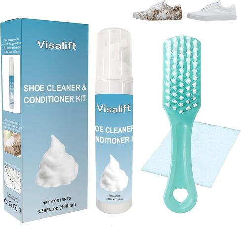 منظف الاحذية من فيزاليفت، مجموعة منظف الاحذية الرياضية، منظف الاحذية الرياضية مع فرشاة ومنشفة، مجموعة تنظيف الاحذية من الجلد السويدي in Kuwait